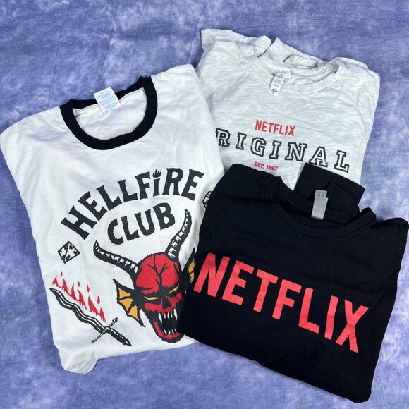 Netflix Stranger Things Hellfire Club T-Shirt + 2 Netflix Tee's - Picture 1 of 13